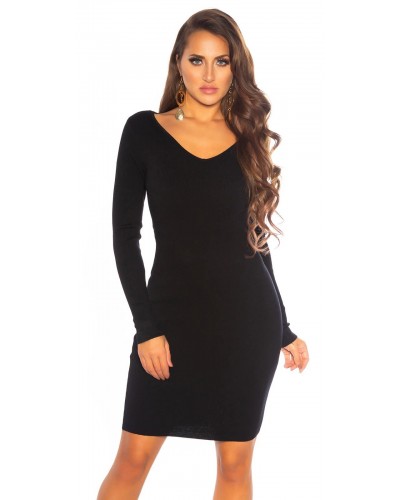 Rochie scurta neagra mulata tricotata Marcy - dyandra.ro
