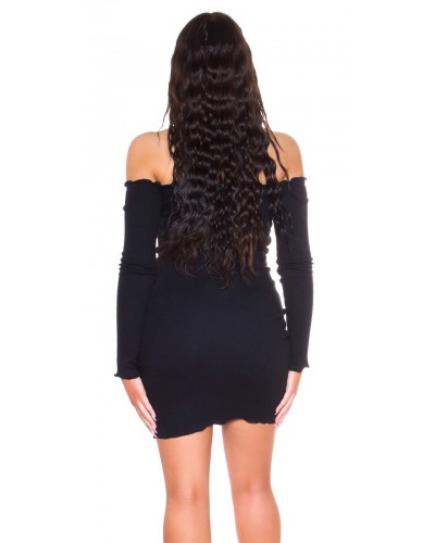 Rochie scurta neagra din bumbac Mayte - dyandra.ro