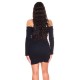 Rochie scurta neagra din bumbac Mayte 3 - dyandra.ro