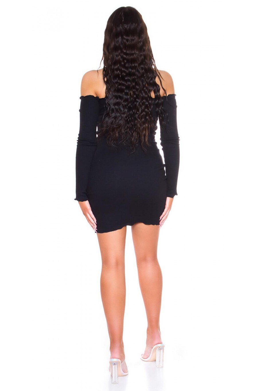 Rochie scurta neagra din bumbac Mayte 5 - dyandra.ro