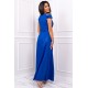 Rochie lunga albastra cu umerii goi din brocard Gala 3 - dyandra.ro