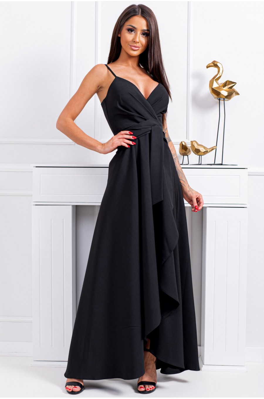 Rochie lunga neagra asimetrica petrecuta LiviaB2 Rochie lunga neagra asimetrica petrecuta LiviaB2 1 - dyandra.ro