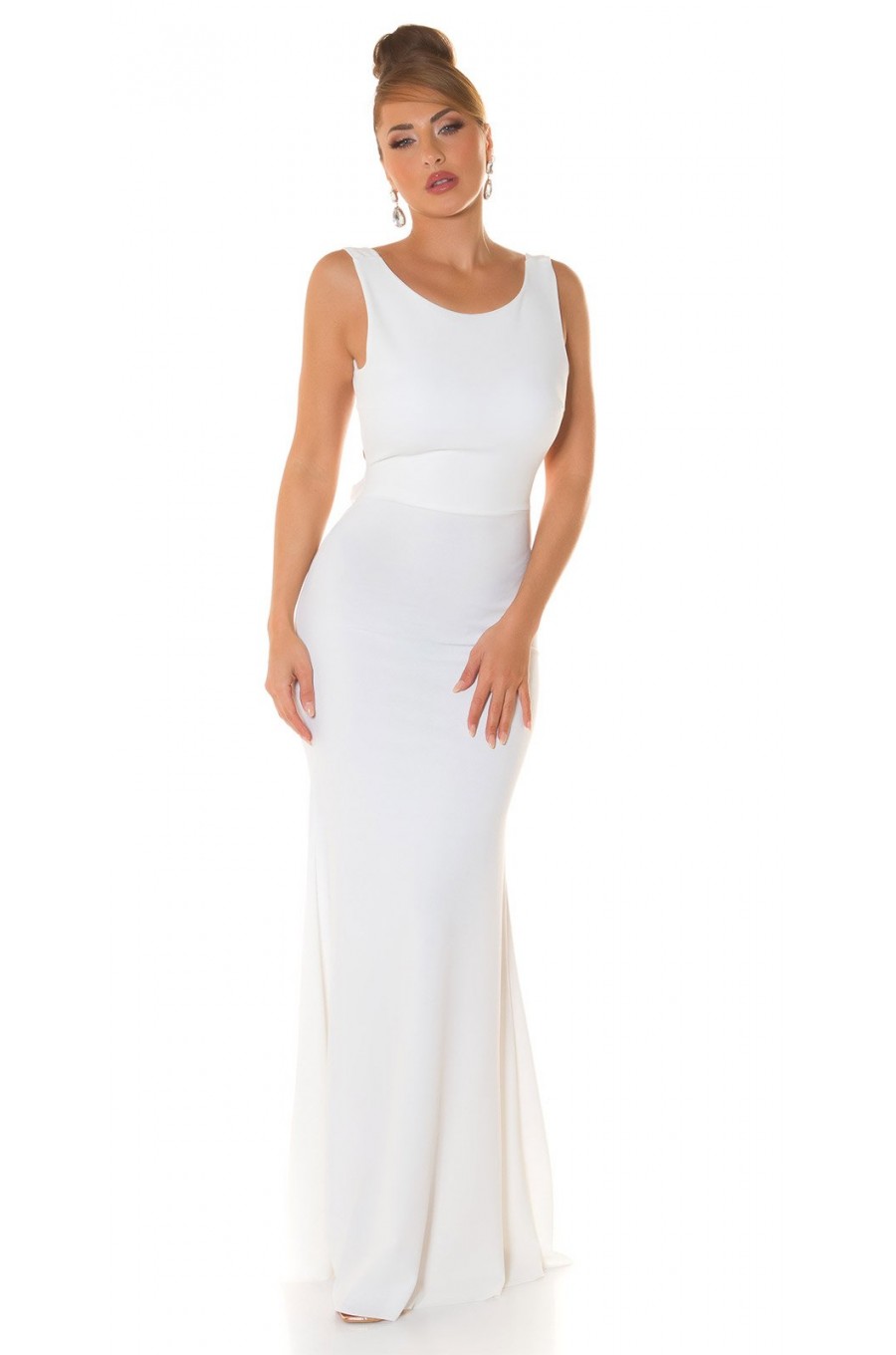 Rochie lunga alba tip sirena cu spatele gol Lace Rochie lunga alba tip sirena cu spatele gol Lace 4 - dyandra.ro
