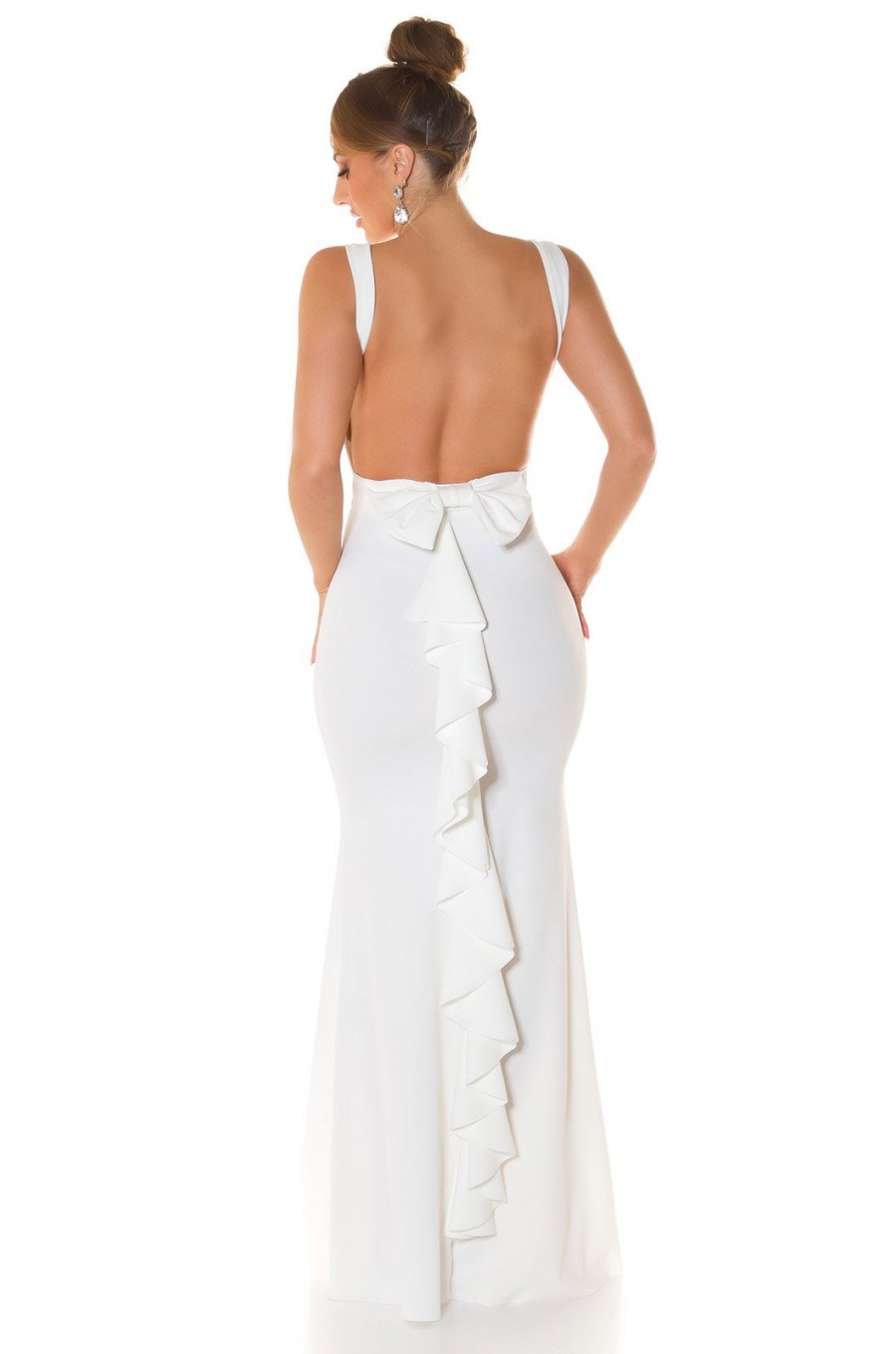 Rochie lunga alba tip sirena cu spatele gol Lace Rochie lunga alba tip sirena cu spatele gol Lace 5 - dyandra.ro