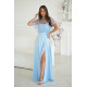 Rochie eleganta lunga baby blue cu paiete pe bust Azaliya 2 - dyandra.ro