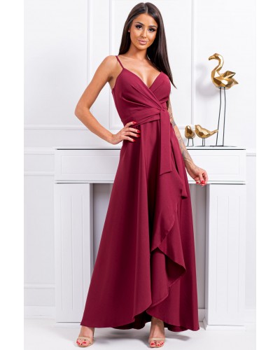 Rochie  lunga burgundy asimetrica petrecuta LiviaB2 - dyandra.ro