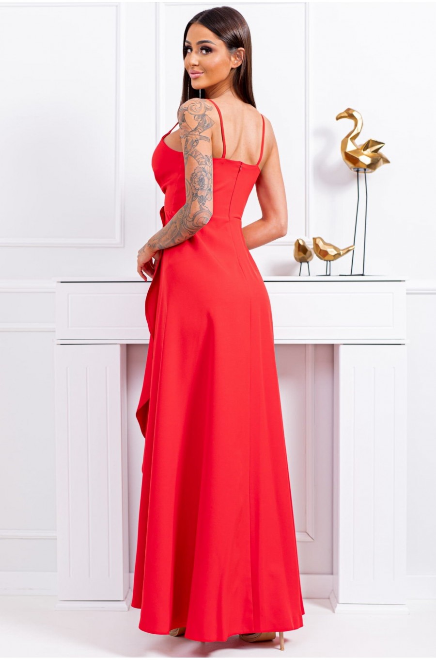 Rochie lunga rosie asimetrica LiviaB2 Rochie lunga rosie asimetrica LiviaB2 2 - dyandra.ro