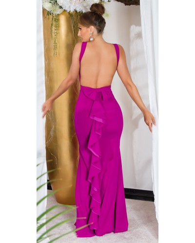 Rochie lunga mulata roz magenta tip sirena Lace - dyandra.ro