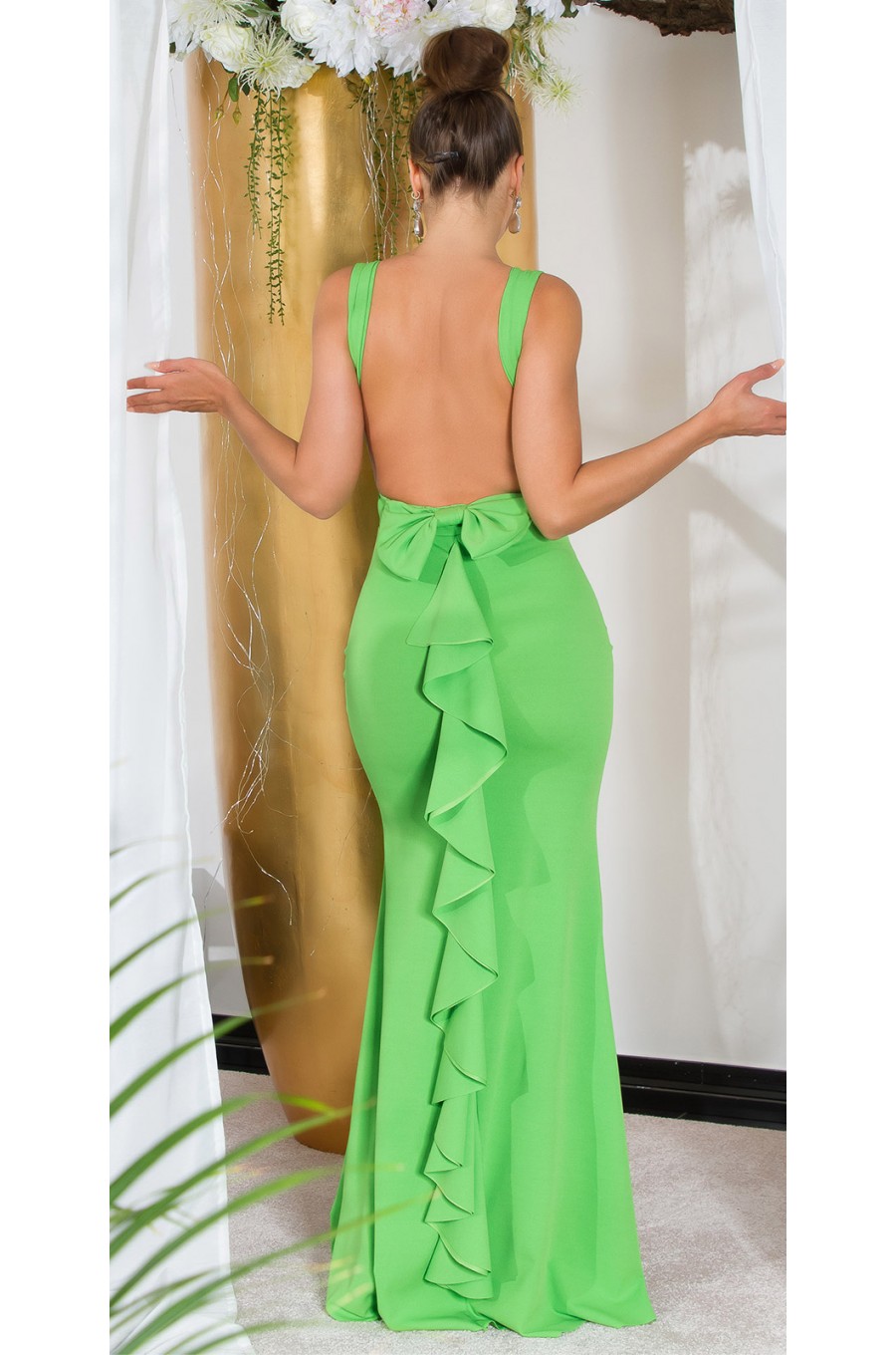 Rochie lunga verde light mulata tip sirena Lace 1 - dyandra.ro