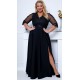 Rochie lunga neagra in marimi mari cu dantela si maneca trei sferturi Adalyze2 Rochie lunga neagra in marimi mari cu dantela si maneca trei sferturi Adalyze2 2 - dyandra.ro
