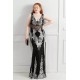 Rochie lunga neagra mulata cu paiete argintii PrincessBatal  2 - dyandra.ro