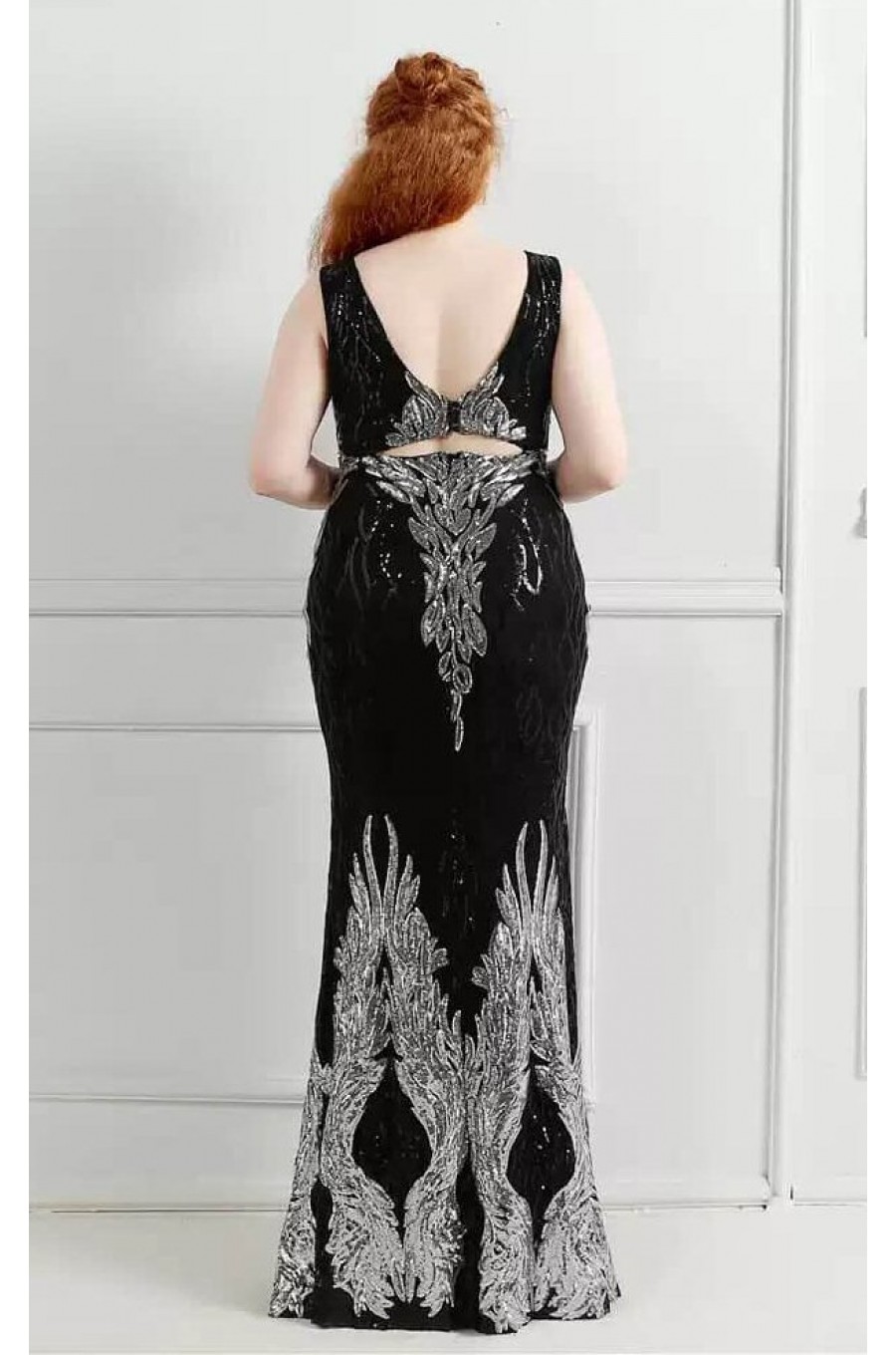 Rochie lunga neagra mulata cu paiete argintii PrincessBatal  3 - dyandra.ro