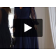 Rochie midi eleganta din tul cu glitter bleumarin evazata cu maneca lunga Petra 6 - dyandra.ro