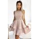 Rochie baby doll cu dantela pe bust bej cu volane suprapuse Zoey 2 - dyandra.ro