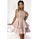 Rochie baby doll cu dantela pe bust bej cu volane suprapuse Zoey 5 - dyandra.ro