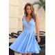 Rochie baby doll scurta din vascoza baby blue Katalina 2 - dyandra.ro