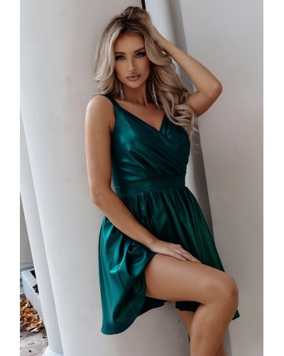 Rochie baby doll scurta, verde smarald, in clos, LisaW - dyandra.ro