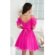 Rochie babydoll scurta roz fucsia din tulle cu umeri goi Cayenne Rochie babydoll scurta roz fucsia din tulle cu umeri goi Cayenne 3 - dyandra.ro