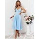 Rochie eleganta baby doll, midi, bumbac baby blue, in clos, retro, TifaniW3 2 - dyandra.ro