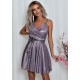 Rochie eleganta baby doll scurta, bumbac cu glitter lila, LorenW Rochie eleganta baby doll scurta, bumbac cu glitter lila, LorenW 3 - dyandra.ro