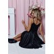 Rochie eleganta baby doll scurta, bumbac cu glitter, neagra, LorenW 3 - dyandra.ro