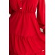 Rochie scurta rosie tip camasa cu maneca lunga si volane Medeia 5 - dyandra.ro