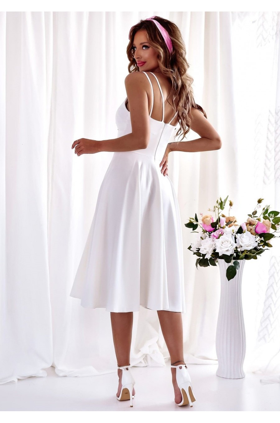 Rochie cununie civila baby doll, midi, bumbac, alba, in clos, retro, TifaniW3 Rochie cununie civila baby doll, midi, bumbac, alba, in clos, retro, TifaniW3 2 - dyandra.ro