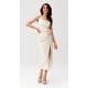 Rochie cununie civila, cu floare, midi, bej, MaribelR Rochie cununie civila, cu floare, midi, bej, MaribelR 2 - dyandra.ro