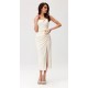 Rochie cununie civila, cu floare, midi, bej, MaribelR Rochie cununie civila, cu floare, midi, bej, MaribelR 4 - dyandra.ro