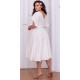 Rochie cununie civila marime mare midi, din bumbac, alba, cu maneca evazata, LunaXXL 3 - dyandra.ro