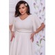 Rochie cununie civila marime mare midi, din bumbac, alba, cu maneca evazata, LunaXXL 6 - dyandra.ro