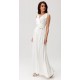 Rochie cununie civila lunga, din satin, alba, cu floare in talie, PalomaR Rochie cununie civila lunga, din satin, alba, cu floare in talie, PalomaR 3 - dyandra.ro
