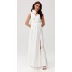 Rochie cununie civila lunga, din satin, alba, cu floare in talie, PalomaR Rochie cununie civila lunga, din satin, alba, cu floare in talie, PalomaR 6 - dyandra.ro
