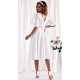 Rochie cununie civila, midi, din bumbac, alba, in clos, asiemtrica, LunaW Rochie cununie civila, midi, din bumbac, alba, in clos, asiemtrica, LunaW 3 - dyandra.ro