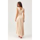 Rochie cununie civila midi, din satin bej, asimetrica, cu trena, Jennifer 3 - dyandra.ro
