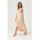 Rochie cununie civila midi, din satin bej, asimetrica, cu trena, Jennifer 4 - dyandra.ro