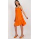 Rochie midi de vara din vascoza orange vaporoasa cu volane Amedia 3 - dyandra.ro