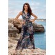 Rochie lunga de vara din chiffon bleumarin cu flori vaporoasa petrecuta Kosima Rochie lunga de vara din chiffon bleumarin cu flori vaporoasa petrecuta Kosima 2 - dyandra.ro