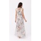 Rochie de vara lunga, din chiffon bej cu flori, vaporoasa, Kosima Rochie de vara lunga, din chiffon bej cu flori, vaporoasa, Kosima 3 - dyandra.ro