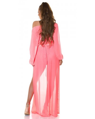 Rochie pareo de plaja, lunga, corai, cu decupaje sexy, Kathrin Rochie pareo de plaja, lunga, corai, cu decupaje sexy, Kathrin - dyandra.ro