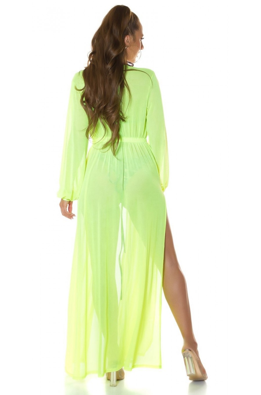 Rochie pareo de plaja, lunga, galbena, cu decupaje sexy, Kathrin Rochie pareo de plaja, lunga, galbena, cu decupaje sexy, Kathrin 2 - dyandra.ro