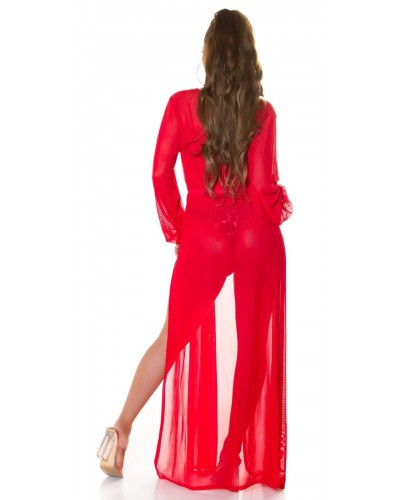 Rochie pareo de plaja, lunga, rosie, cu decupaje sexy, Kathrin Rochie pareo de plaja, lunga, rosie, cu decupaje sexy, Kathrin - dyandra.ro