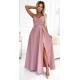 Rochie lunga eleganta roz pudrat petrecuta Scarlett Rochie lunga eleganta roz pudrat petrecuta Scarlett 2 - dyandra.ro