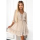 Rochie scurta din chiffon bej cu volane fluida Stacey 6 - dyandra.ro