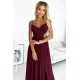 Rochie lunga din brocard burgundy crapata pe picior Carlyn 4 - dyandra.ro