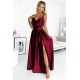 Rochie lunga din satin burgundy crapata pe picior Scarlett 2 - dyandra.ro