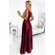 Rochie lunga din satin burgundy crapata pe picior Scarlett 3 - dyandra.ro