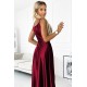 Rochie lunga din satin burgundy crapata pe picior Scarlett 5 - dyandra.ro