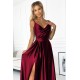 Rochie lunga din satin burgundy crapata pe picior Scarlett 6 - dyandra.ro