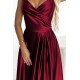 Rochie lunga din satin burgundy crapata pe picior Scarlett 7 - dyandra.ro